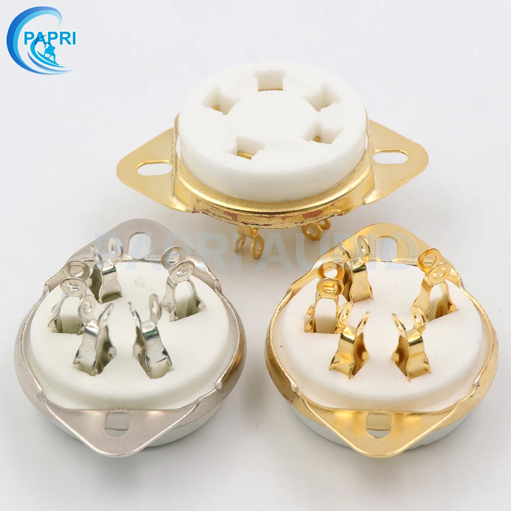 PAPRI 10 шт. Керамика U5A Позолоченные 5Pin Ламповые панели для монтажа на шасси аудио-усилители для 807 24 27 37-47 56 76 FD422 WE272A WE311A и т. д
