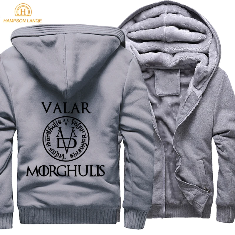Мужская Толстая зимняя Флисовая теплая куртка Valar Morghulis, пальто, все мужские пальто, толстовка с капюшоном для игры престолов, спортивная одежда - Цвет: gray1