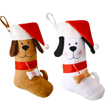 

Cute Dog Christmas Socks Hanging Gift Kids New Year Candy Decoration