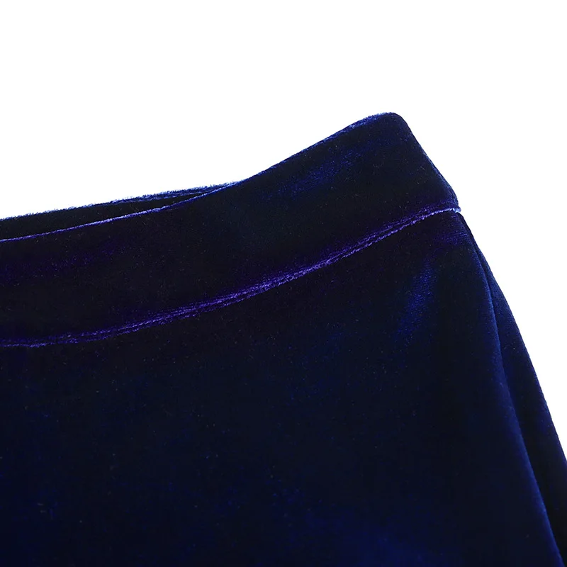 BOOFEENAA модные синие Бархатные расклешенные брюки с высокой талией Женская одежда осень зима Роскошные свободные широкие брюки C67-AC90