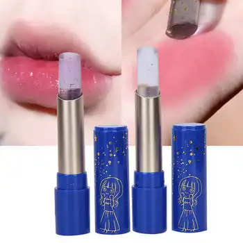 

2Pcs Lip Care Moisturizing Nourishing Hydrating Lip Balm 1pc Color Temperature Change + 1pc Noncolor Lipstick Makeup Tools