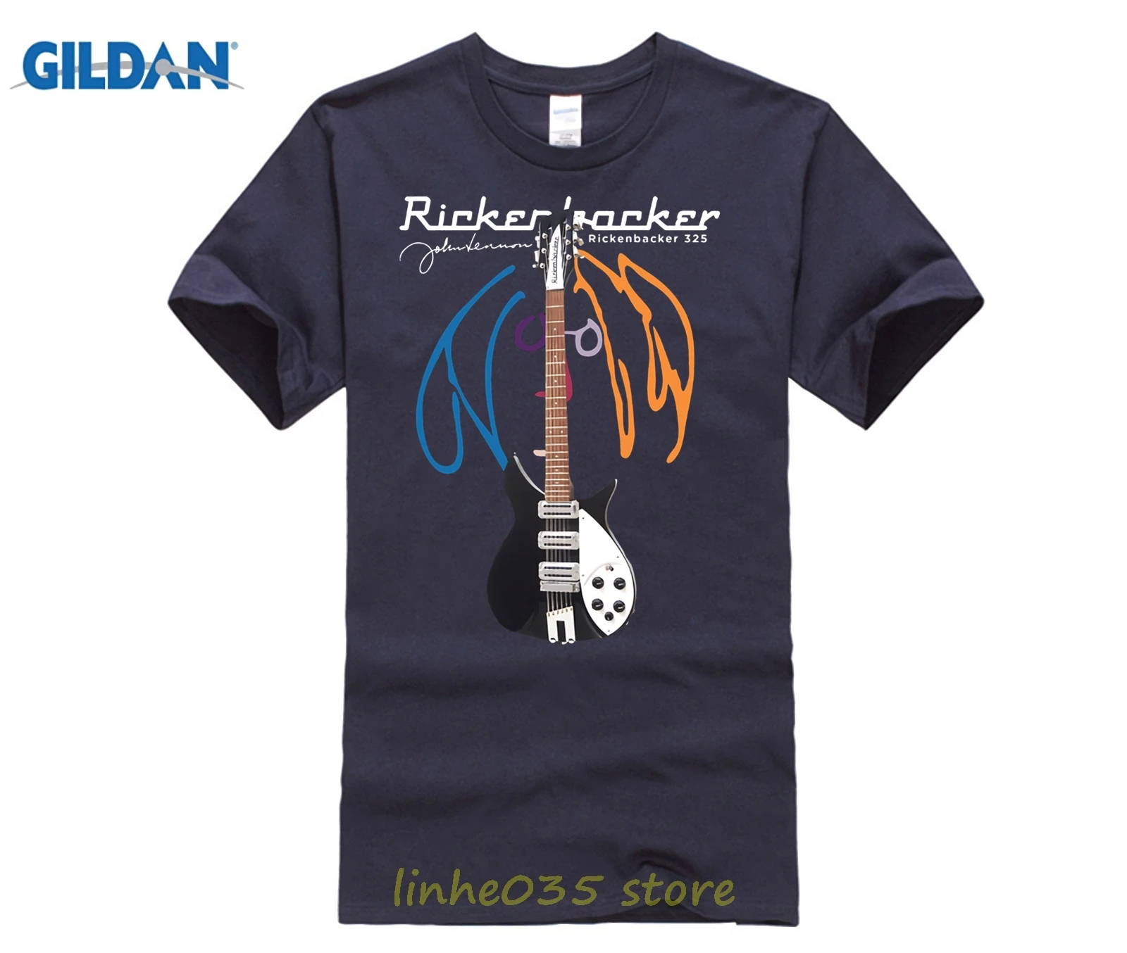 John-Lennon-Rickenbacke-Guitar-T-Shirt-Men-s-Black-S-3xl-New-Tops-Print-Letters