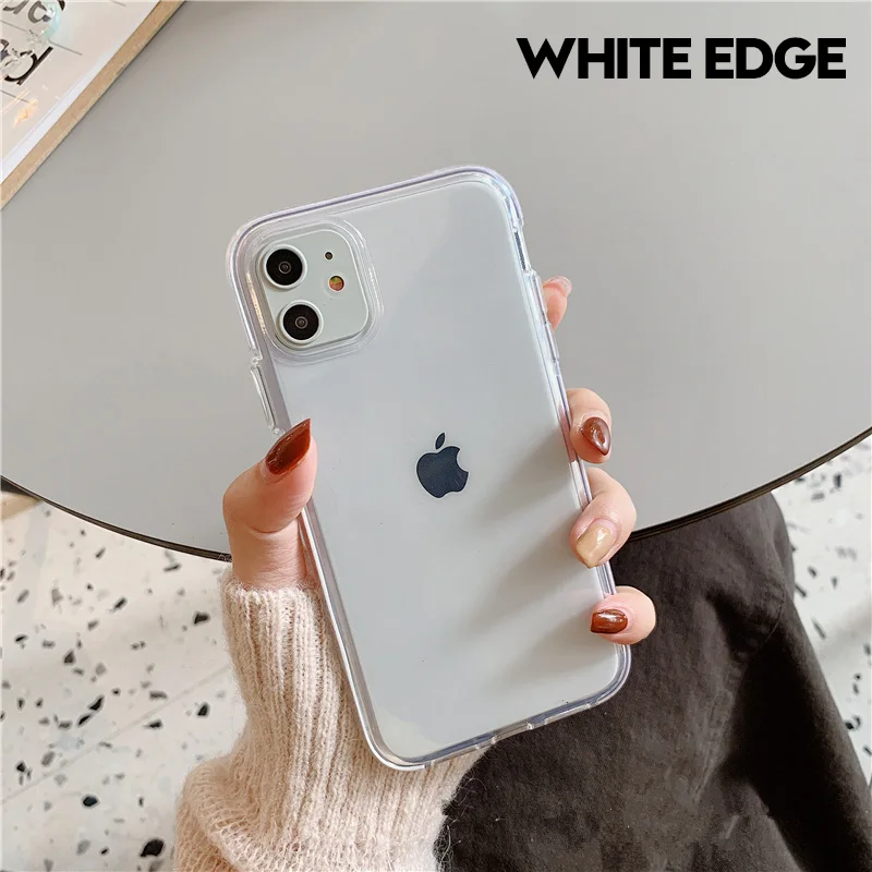 White Прозрачный противоударный чехол для телефона для iPhone 11 Pro Max X XR Xs Max Мягкий ТПУ мягкий прозрачный чехол для iPhone 11 для iPhone 6 6s 7 8 Plus - Цвет: White