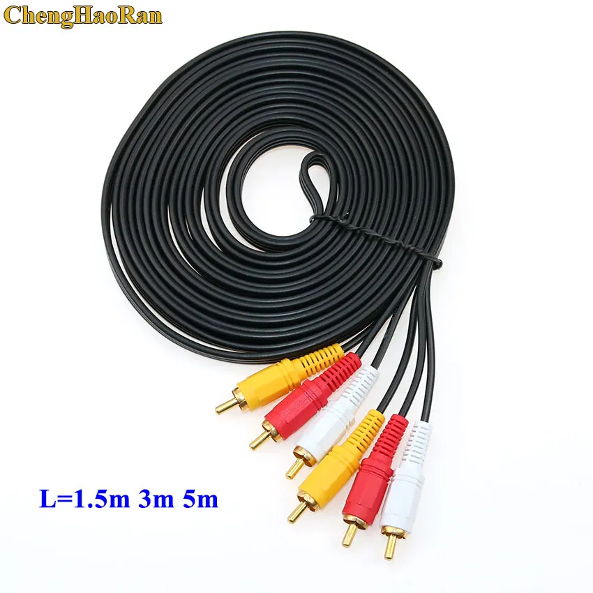 ChengHaoRan 3RCA штекер на 3 RCA мужской композитный аудио-видео av-кабель штекер 3X RCA 1,5 м 3 м 5 м позолоченный RCA аудио кабель