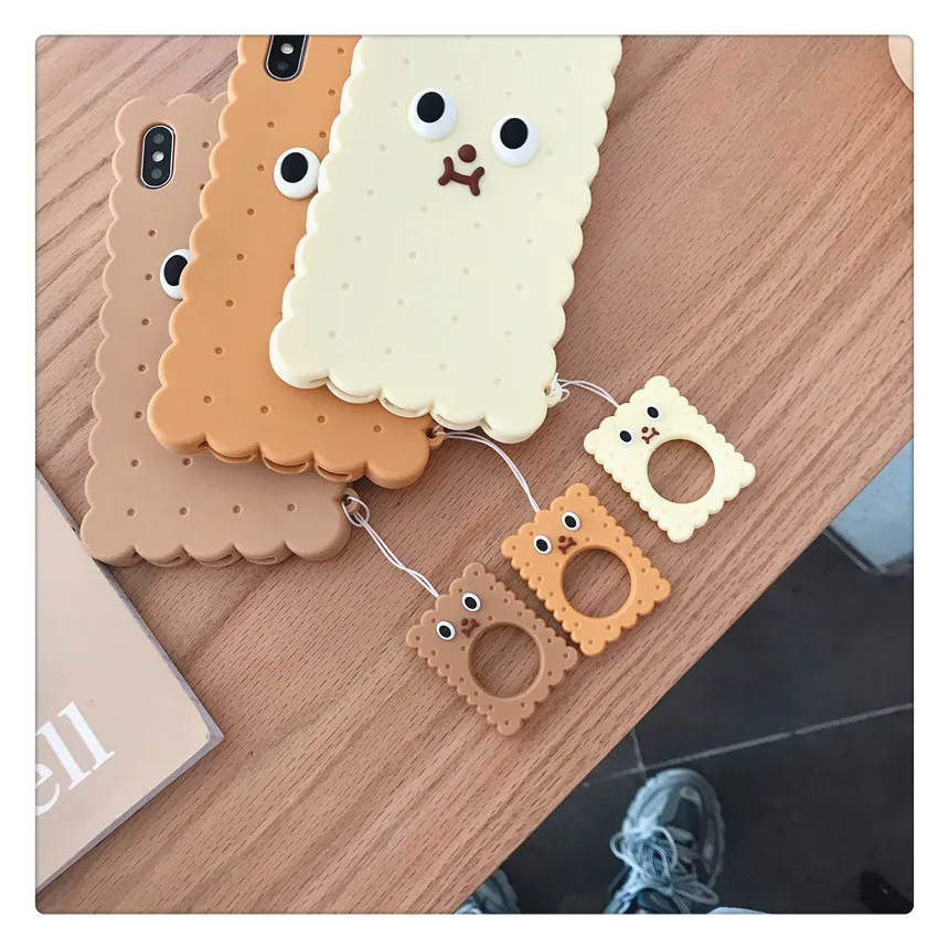 Милые корейские чехлы для телефонов для Apple Iphone 6 6s 7 8 Plus X XR XS MAX 3D Силиконовый Прекрасный защитный чехол с кольцом для пальцев