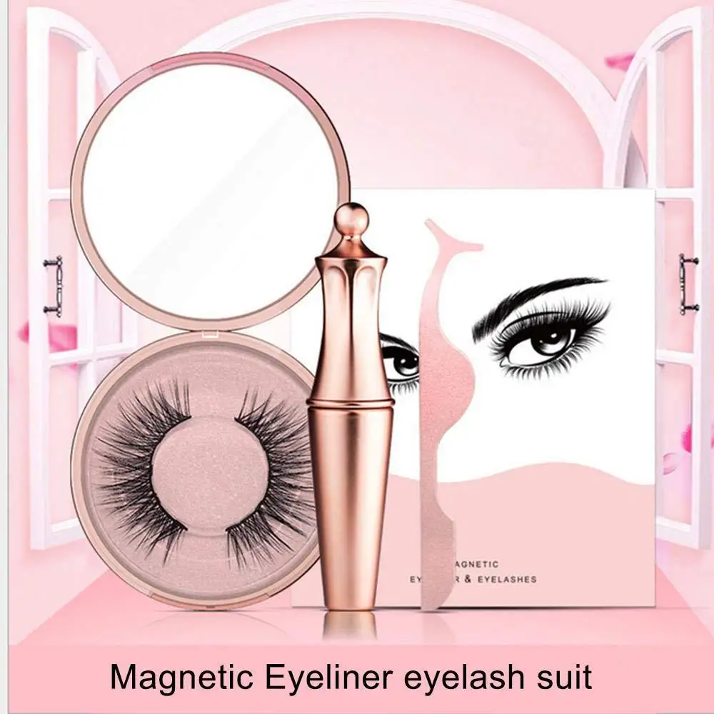 New Magnetic Liquid Eyeliner& Magnetic False Eyelashes& Tweezer Set Waterproof Long Lasting Eyeliner False Eyelashes Drop Ship