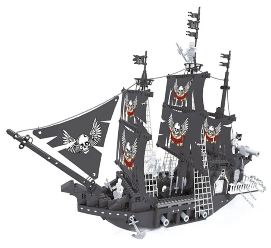 

AUSINI 27903 Caribbean Black Pearl No. 7 Model Building Blocks Pirate Ship Educational DIY Assembled Toys Gift
