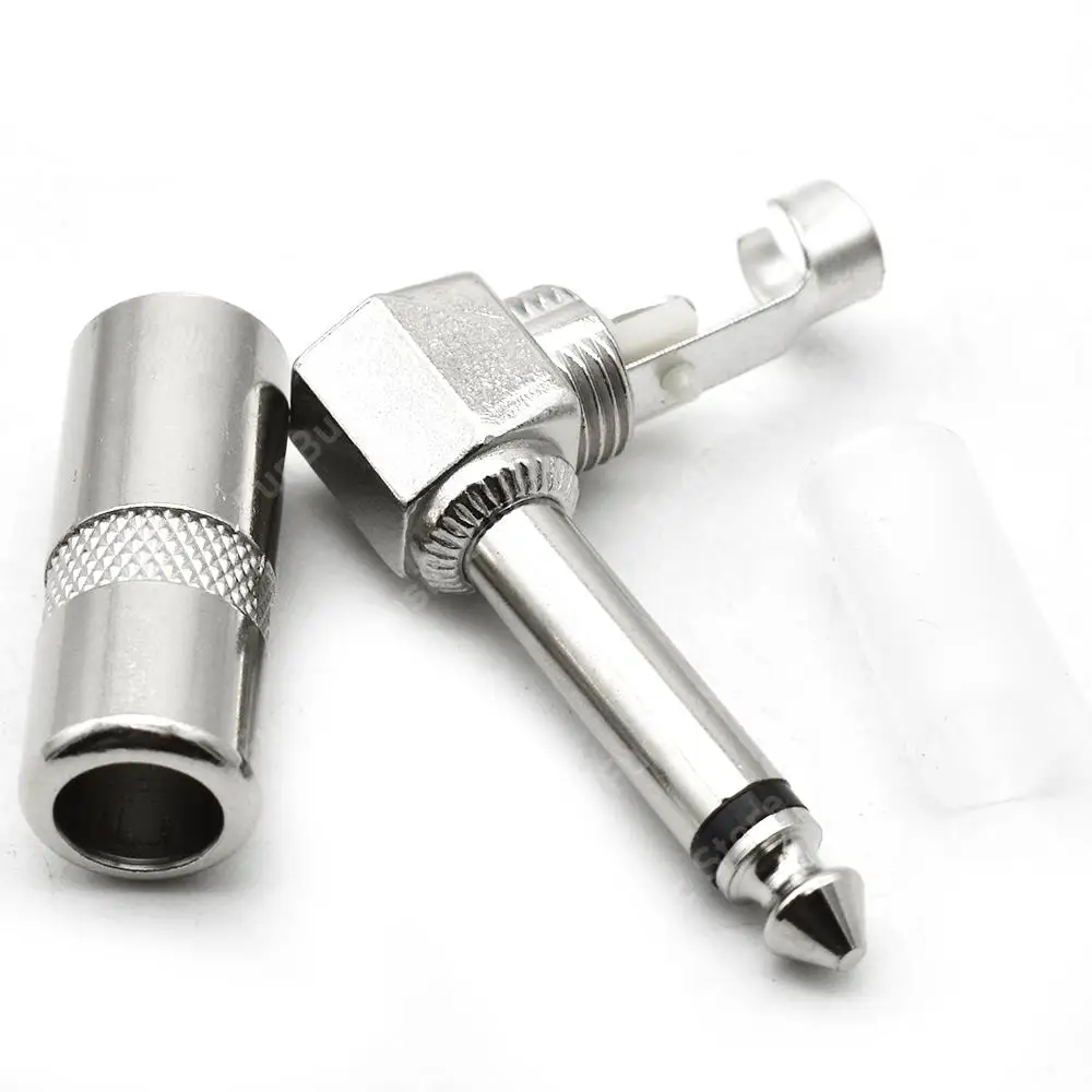 4pcs 6.35mm Right Angle Mono Guitar Plug 90 Degree Elbow 6.5mm Jack Audio Microphone Connector 6.5mm Stereo Audio Plug Connector