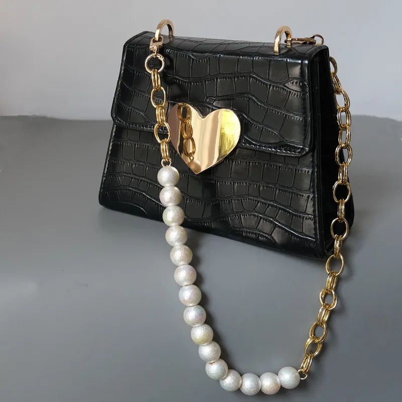 New Fashion Woman Handbag Accessory Parts White Pearl Acrylic Resin Chain Luxury Solid Strap Women Shoulder Cute Clutch Chains