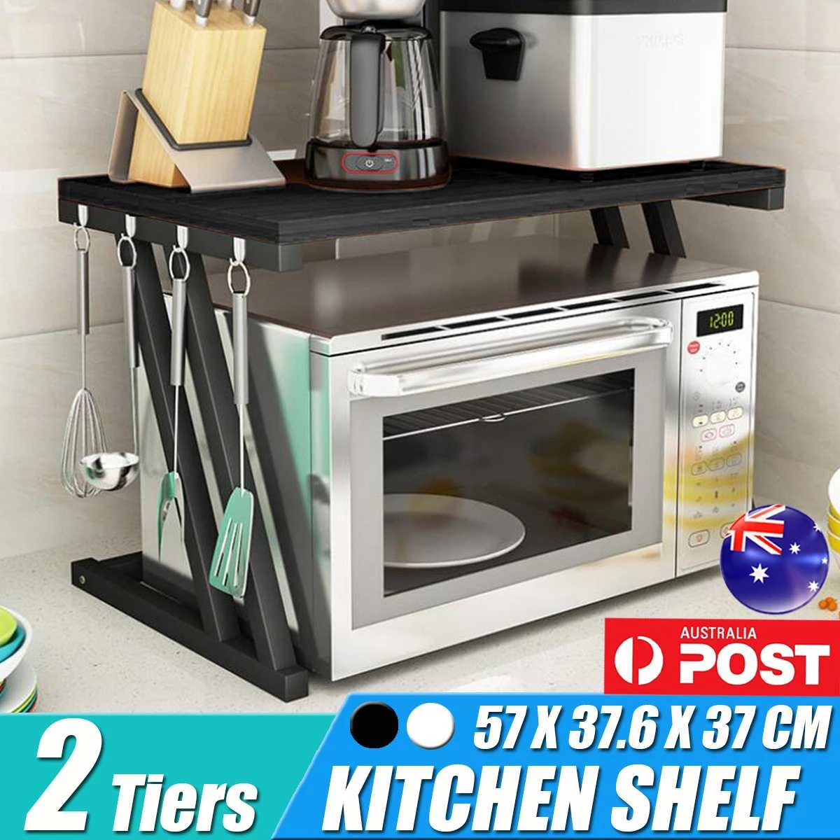 2 Tiers Kitchen Microwave Oven Rack Kitchen Shelf With Drawer Home Storage Rack Counter Shelf Organizer Tableware Space Saver Racks Holders Aliexpress