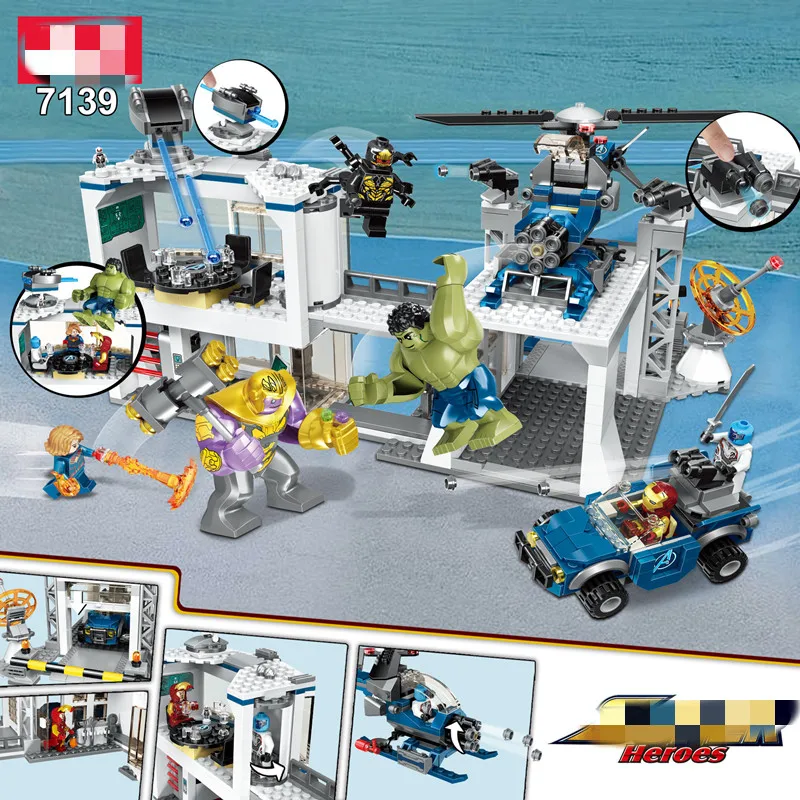 

742pcs Building Blocks Compatible with Legoingly Movie Series Avenger Allianceing Base decisive battle Toys for Children Friends