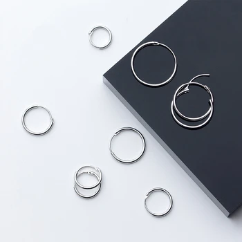 

100% 925 Sterling Silver Mens Round Circle Ear Ring Earings Classic Small Huggie Hoops Earrings for Womens Fine Jewelry Gifts