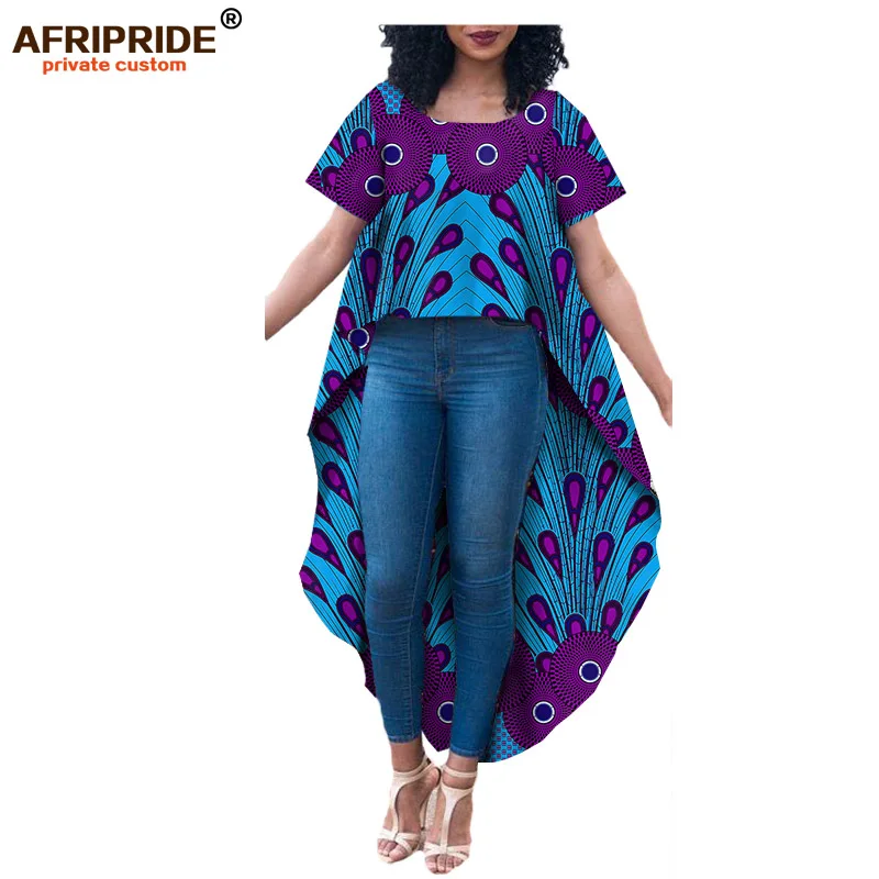 

Spring 2019 african style dresses for women short sleeve T-shirt print wax cotton african femmes clothing plus size A722301