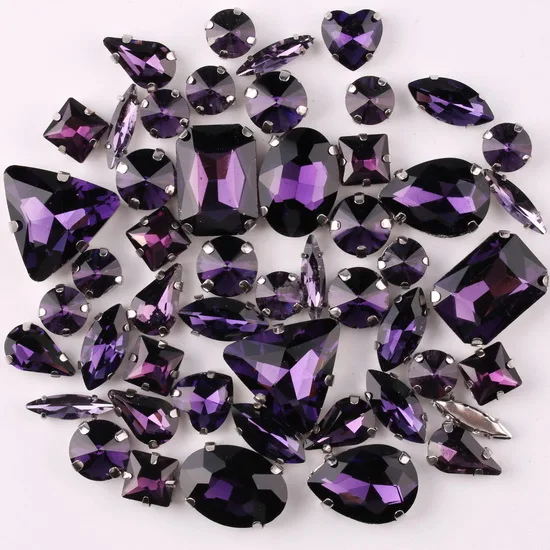 Silver Claw Setting Crystal Rhinestones - 50pcs Mixed Shapes, Clear & Jelly Candy AB