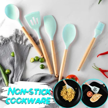 

7pcs/set Silicone Kitchenware Cooking Utensils Heat Resistant Kitchen Non-Stick Cooking Accessories Baking Tools Storage Box