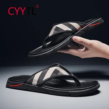 

CYYTL 2020 Summer Outdoor Beach Slippers For Men Soft Striped Flip Flops Non-slip Chinelo Masculino Pantuflas Chanclas Hombre