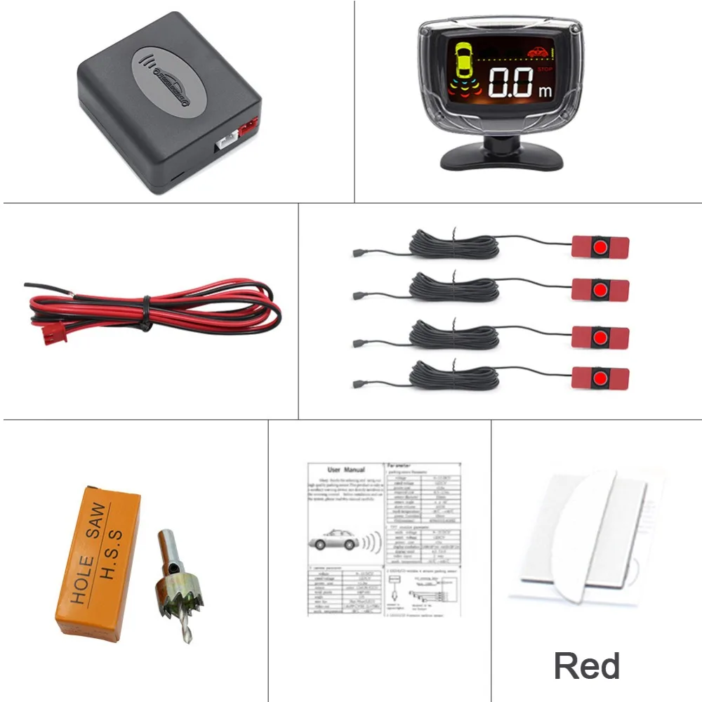 Автомобильный парковочный набор датчиков светодиодный/lcd/Buzzer 4 Плоский Обратный Датчик парковки с монитором комплект 16 мм 12 в резервный Радар монитор системы