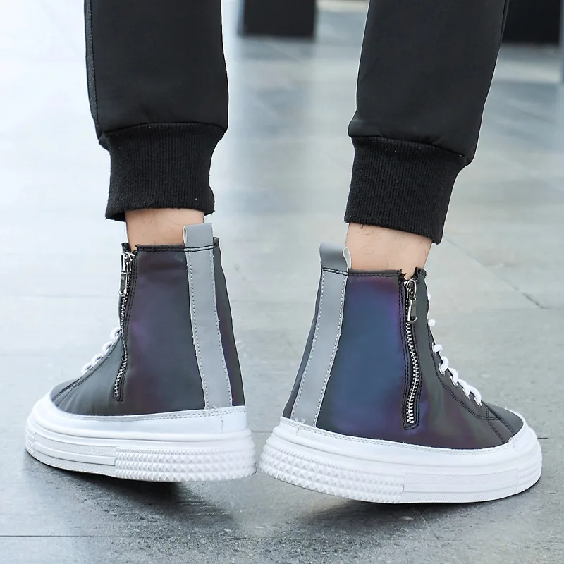 

Hight-top Reflective Shoes INS Fashion Network Red Shoe Chameleon MEN'S SHOES Daredevil Versatile Board Shoes Trend Men's Trendy