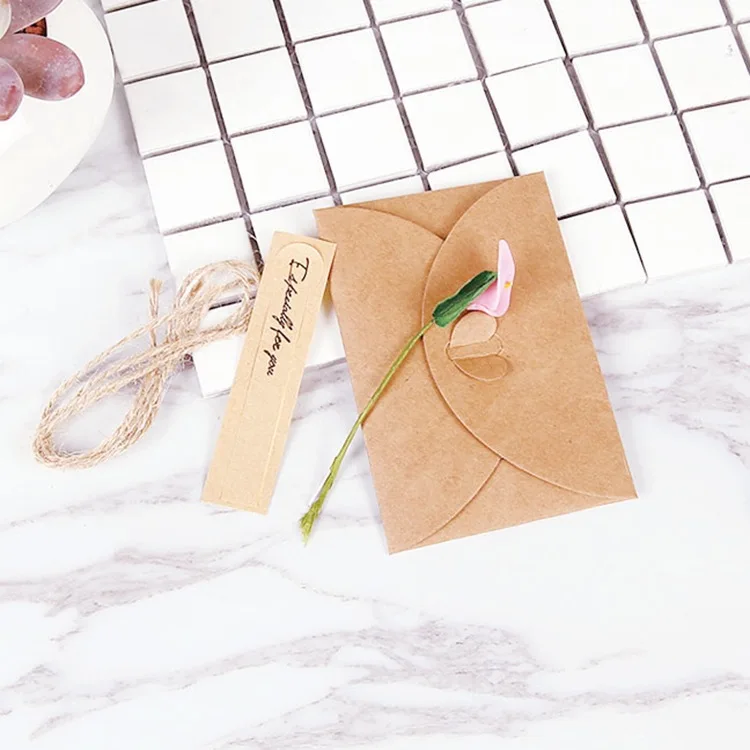  10pcs/set Mixed Retro DIY Craft Paper Invitation Greeting Card With Envelope Handmade Dry Flower We - 4000492215265