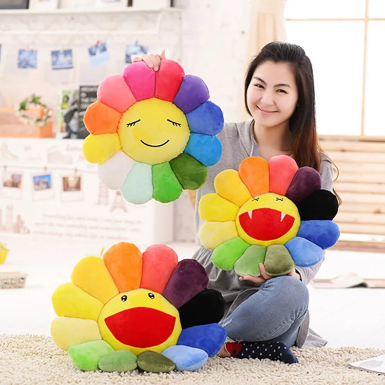 

Plush Toys Expression Sunflowers Pillow Doll Lazy Sofa Cushion Home Decorations Cushion Gift