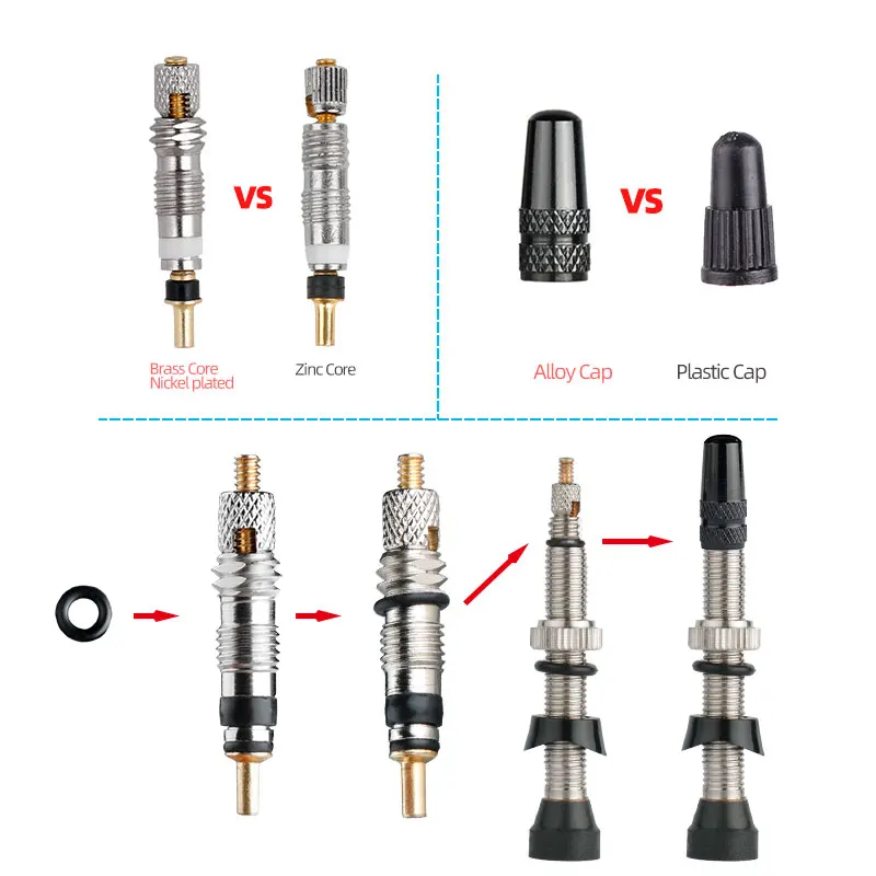 Details about   1Pair40/60/80Mm Removable Bicycle Tubeless Tire Brass Core Stem For Presta Va jl 