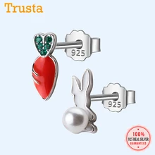Trusta Настоящее серебро 925 пробы модные милые глазурь кролик Репка серьги-гвоздики подарок для школьниц Дети Леди DS522