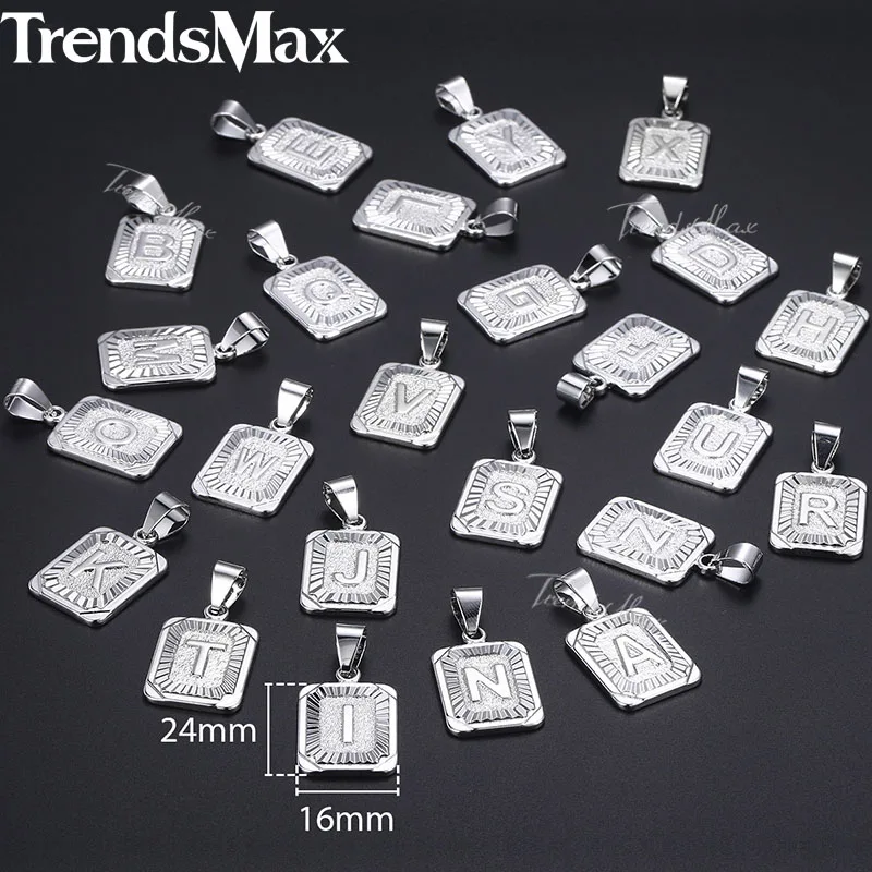 Trendsmax, подвеска с буквенным A-Z, подвеска, розовое золото, серебро, заглавная буква, ожерелье для женщин и мужчин, модное ювелирное изделие KGPMM01 - Окраска металла: FGPM11