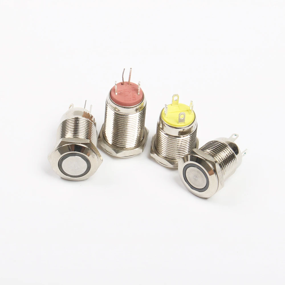 12mm high head ring stainless steel press waterproof metal button touch switch