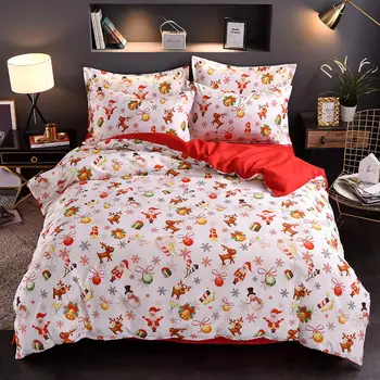 

Lovely Christmas Snowflake Printed Bedding Sets Christmas Bed Linen Bed Quilt Cover Bed Sheet Bed Cover Bed Sets Pillow Case