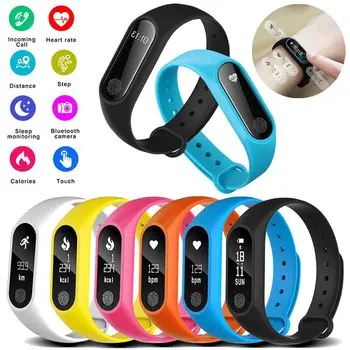 

2020 Smart Fitness Bracelet Watch Men's Women's Sports Bracelet Watch Touch pad Sleep Monitor Heart Rate Colorful Pk Mband 2