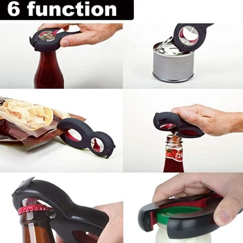 

Multi Functional Can Opener, 6 in 1 Bottle Opener, All in One Gripper Can Wine Beer Lid Twist Off Jar