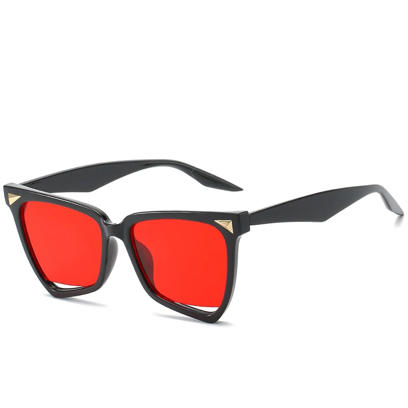 Black Red УНИКАЛЬНЫЕ Солнцезащитные очки женские брендовые Дизайнерские повседневные Необычные Солнцезащитные очки кошачий глаз UV400 Модные женские оттенки - Цвет линз: Black Red