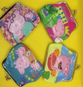 

Peppa Pig Women Mini Coin Purse PU Girl Cartoon Small Wallet Buckle Handbag Kid Student Key Clutches Promotion Gift Cute Bag