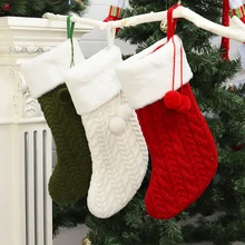 Рождественские вязаные шерстяные носки для детей, подарок, белые/зеленые/красные шерстяные носки, Рождественский орнамент, рождественские украшения для дома 22x40 см