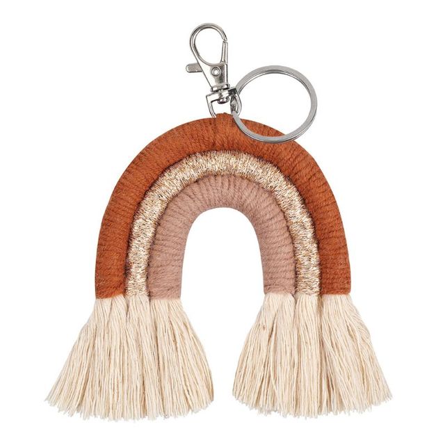 Rainbow Keychains for Women Tassel Macrame Keyrings Key Holder Jewelry P31B