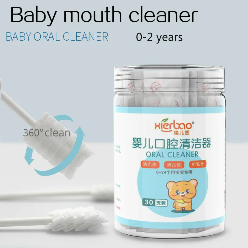Limpiador de lengua para bebé, cepillo de dientes de gasa desechable, limpieza Oral infantil, cuidado Dental, 30 Uds.