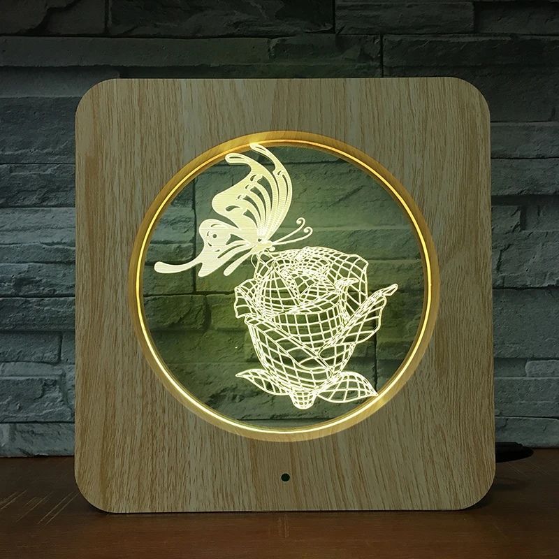 

Butterfly Rose 3D LED Plastic Night Light DIY Customized Lamp Table Lamp Kids Colors Gift Home Decor DropShipping 1747