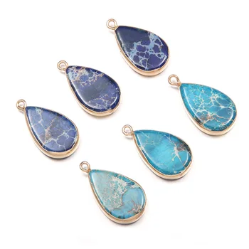 

Natural Stone Pendants Water drop shape Charms Emperor Stone Pendant for Jewelry Making DIY Necklace Accessories Reiki Healing