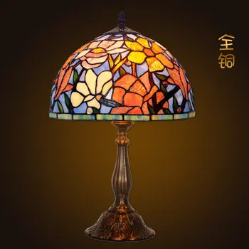 

Tiffany lamp Factory direct sale tiffany American country sofa copper lamp study bedroom magnolia glass lamp bedside lamp