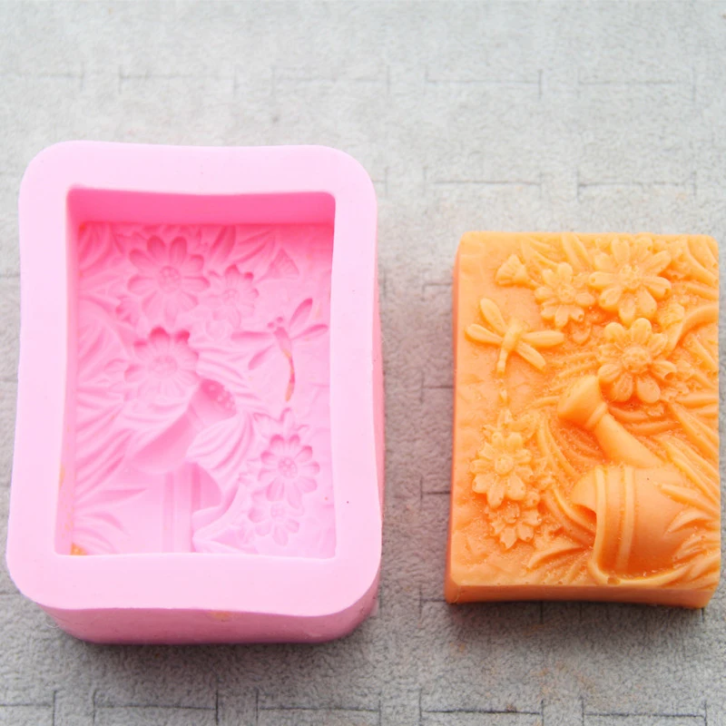 

Sunflower Dragonfly DIY Soap Making Silicone Mold Square Handmake Soap Decorating Molds Soaps Tray Tools Cake Crafts Supplies