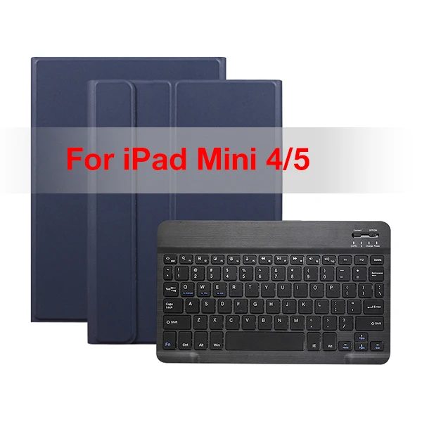 mini 4 5 blue Деловой чехол для IPad Mini 1 2 3 4 5 Беспроводная Bluetooth клавиатура полный защитный портативный чехол для клавиатуры Smart Cover - Цвет: mini 4 5 blue