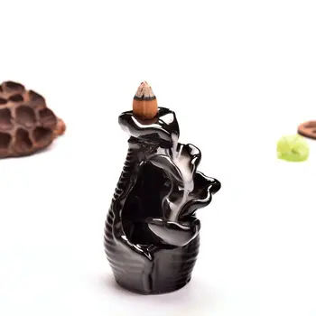 

New Backflow Incense Burner Black Waterfall Incense Cones Censer Living Room Decoration Cone Incense Base Optional Incense Cones