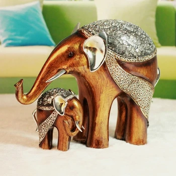 

Abstract Mom and Baby Elephant Statue Elephant Sculpture Decor Glass Craft Mother's Day Gift Ornament Furnishing Vintage Resin