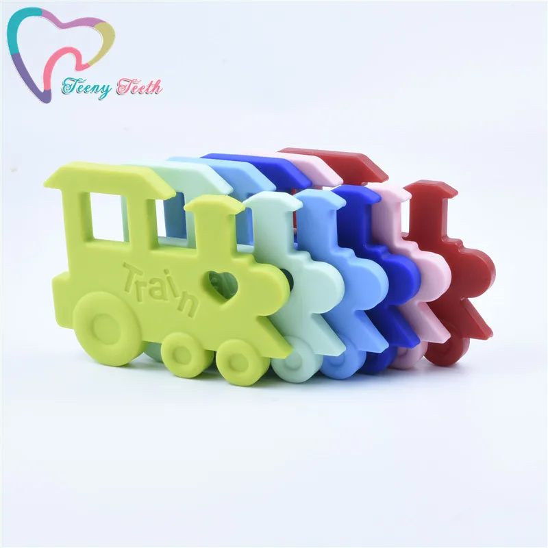 

5 PCS Silicone Train Teether BPA Free DIY Cartoon Train Pendant Nursing Baby Shower Pacifier Dummy Teething Sensory Jewelry Toy