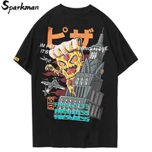 Лето Мужская Хип-Хоп футболка японский мультфильм дьявол печатные ретро Футболки Уличная Повседневная футболка топы Тройники короткий рукав