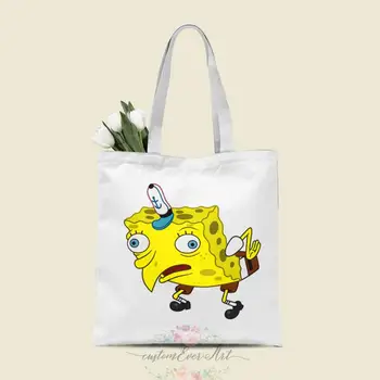 

Chicken Spongebob tote bag custom canvas tote bags for women for teacher Birthday Bags Gift Bag personalized gifts