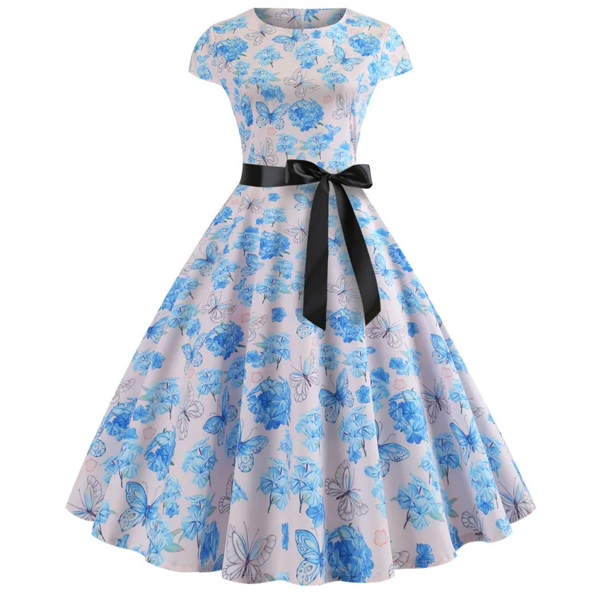 

Dresses Summer 2020 Woman Robe Dress White Vintage Print Sundress Party Clothes Sexy plus size Casual Clothing Beach Dress
