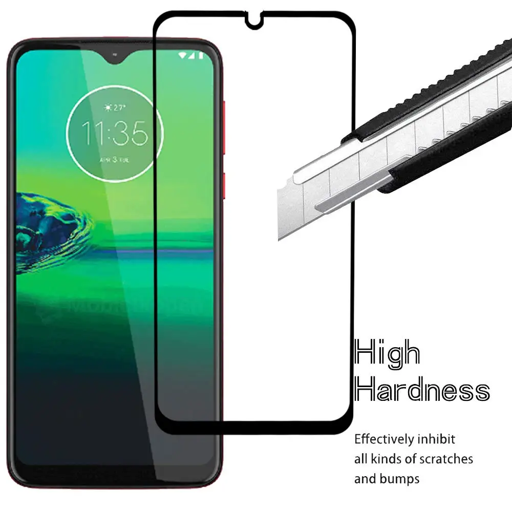 Закаленное стекло полное покрытие защитная пленка защитный экран для Moto G8 Play/One Macro/G8 Plus