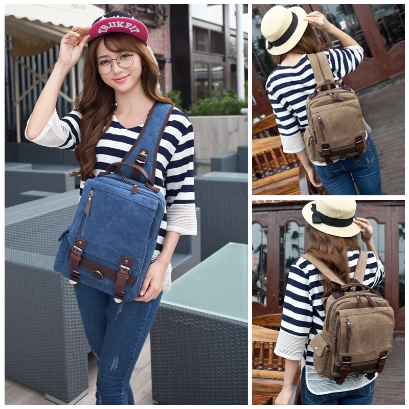 new Small Canvas Backpack Men Travel Back Pack Multifunctional Shoulder Bag for Women Laptop Rucksack School Bags Female Daypack 3