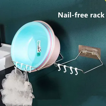 

Storage Rack Wash Basin Hook Organizer Shelf Holder Wall Mounted Washbasin Stand Kitchen Lid Rack Pan Pot Cover